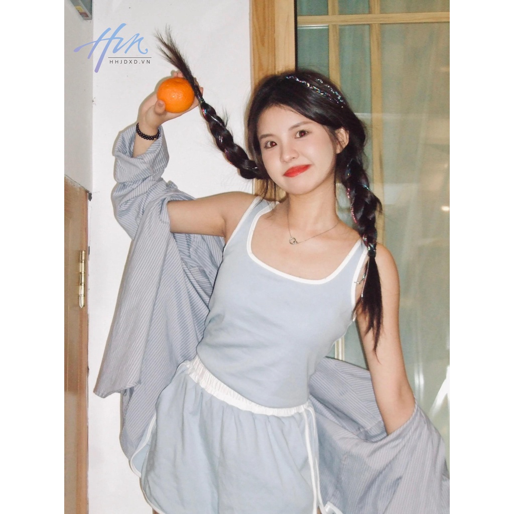 Set Đồ Thể Thao Phối Quần Short Lưng Cao Dáng Ôm Thời Trang Hè 2023 Trẻ Trung Cho Nữ