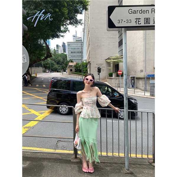 Áo Sơ Mi Ngắn Hai Lớp Họa Tiết Chấm Bi Phong Cách Pháp Thời Trang Mùa Hè Cho Nữ