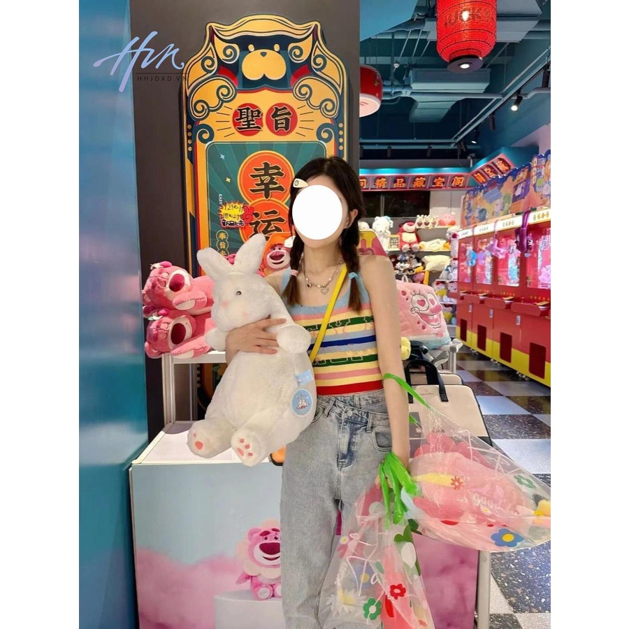 Sakurada Kawashima Áo Hai Dây Ngắn Kẻ Sọc Màu Tương Phản Gợi Cảm Phong Cách Retro Pháp Mùa Hè Cho Nữ