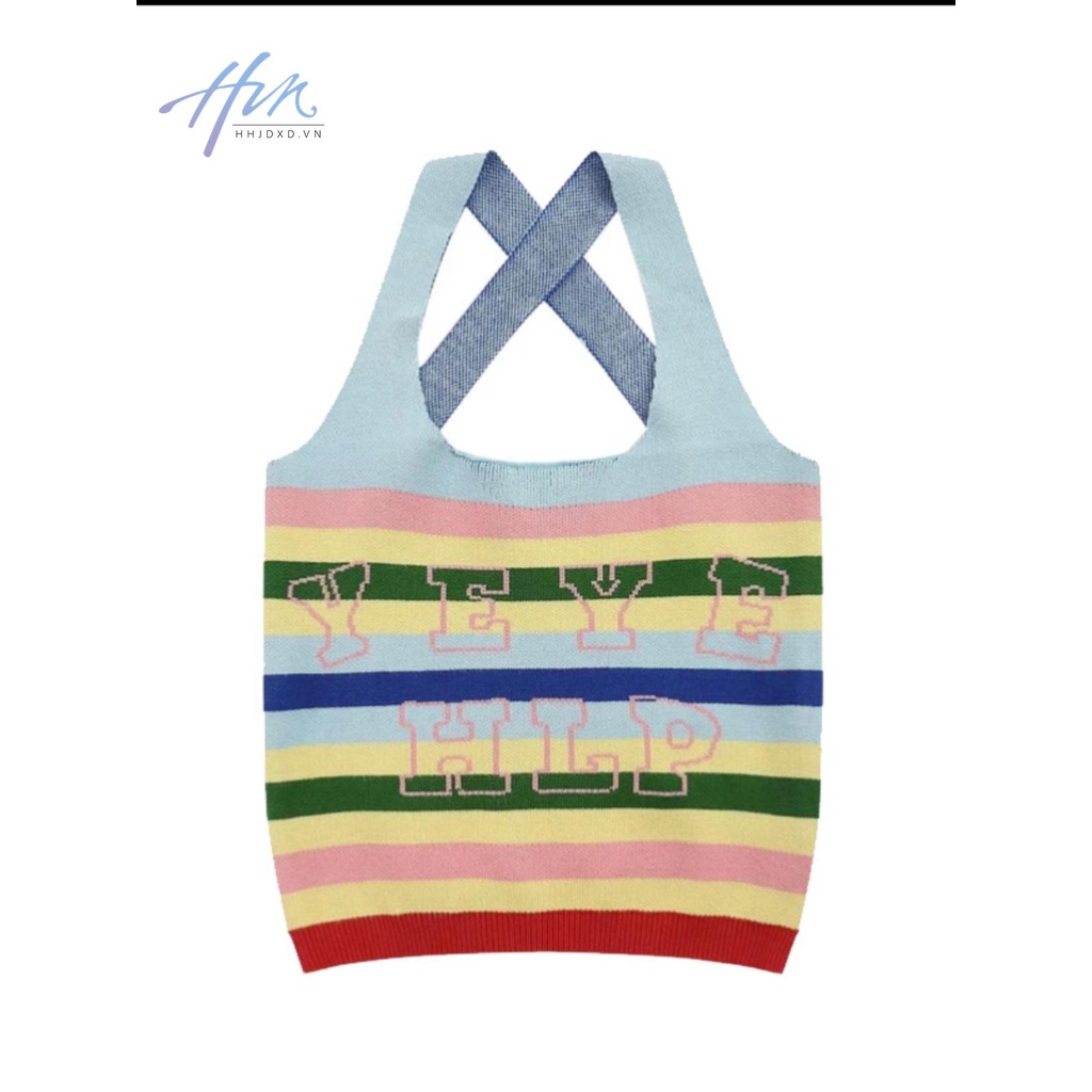 Sakurada Kawashima Áo Hai Dây Ngắn Kẻ Sọc Màu Tương Phản Gợi Cảm Phong Cách Retro Pháp Mùa Hè Cho Nữ