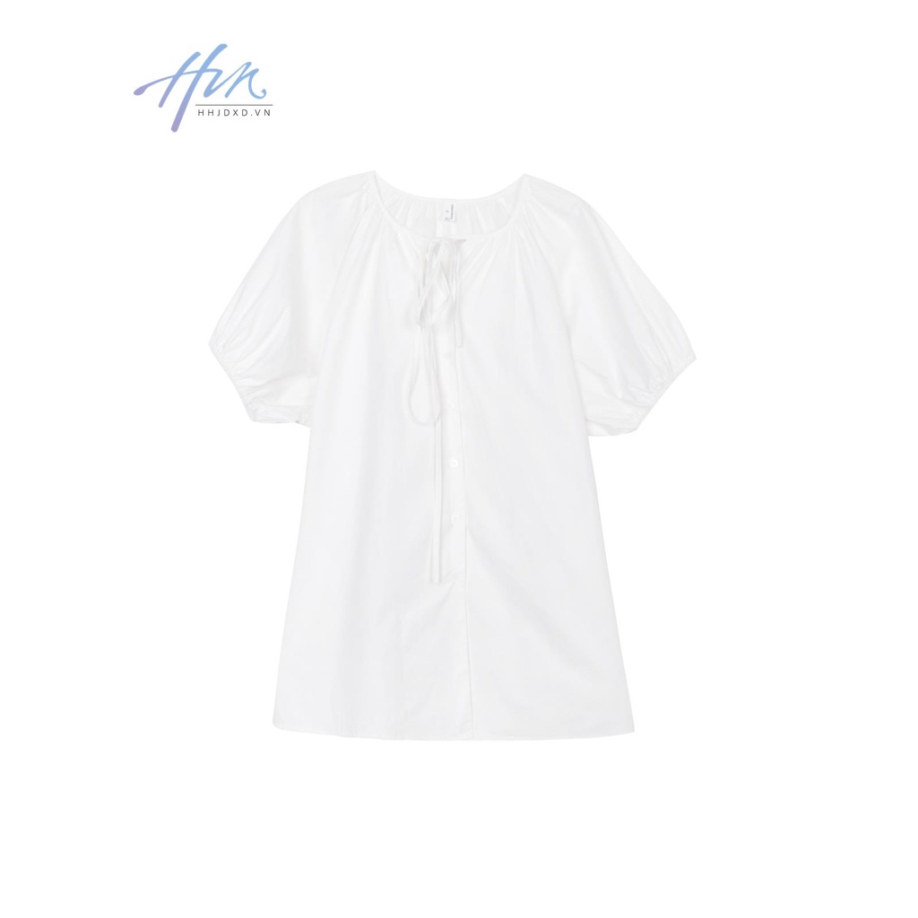 Áo Kiểu Tay Phồng Ngắn Phối Dây Buộc Thời Trang Mùa Hè Xinh Xắn Cho Nữ
