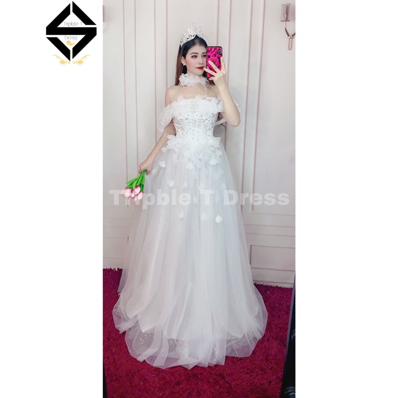 Đầm maxi mặc cưới tặng kèm vòng cổ hoa TRIPBLE T DRESS - size S/M/L