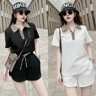 Set bộ đùi cổ bẻ phối họa tiết