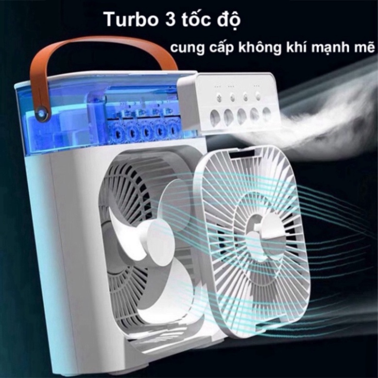 Quạt phun sương để bàn nhỏ gọn, Quạt mini để bàn tiện lợi, Có 5 vòi phun sương kèm đèn led 7 màu tùy chỉnh | BigBuy360 - bigbuy360.vn