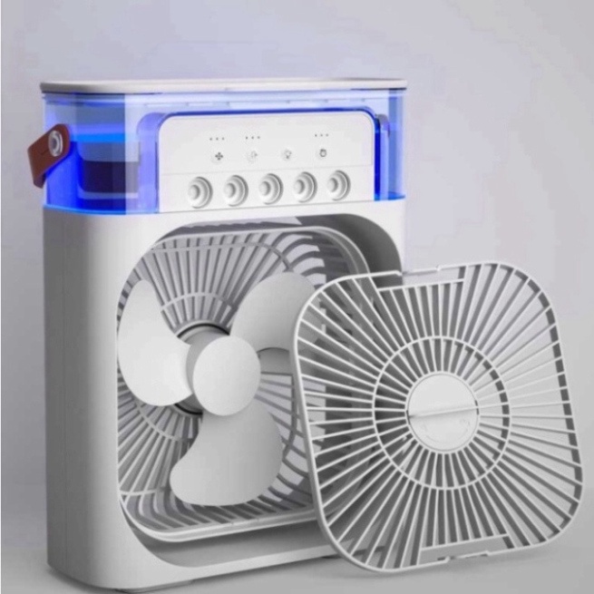 Quạt phun sương để bàn nhỏ gọn, Quạt mini để bàn tiện lợi, Có 5 vòi phun sương kèm đèn led 7 màu tùy chỉnh | BigBuy360 - bigbuy360.vn