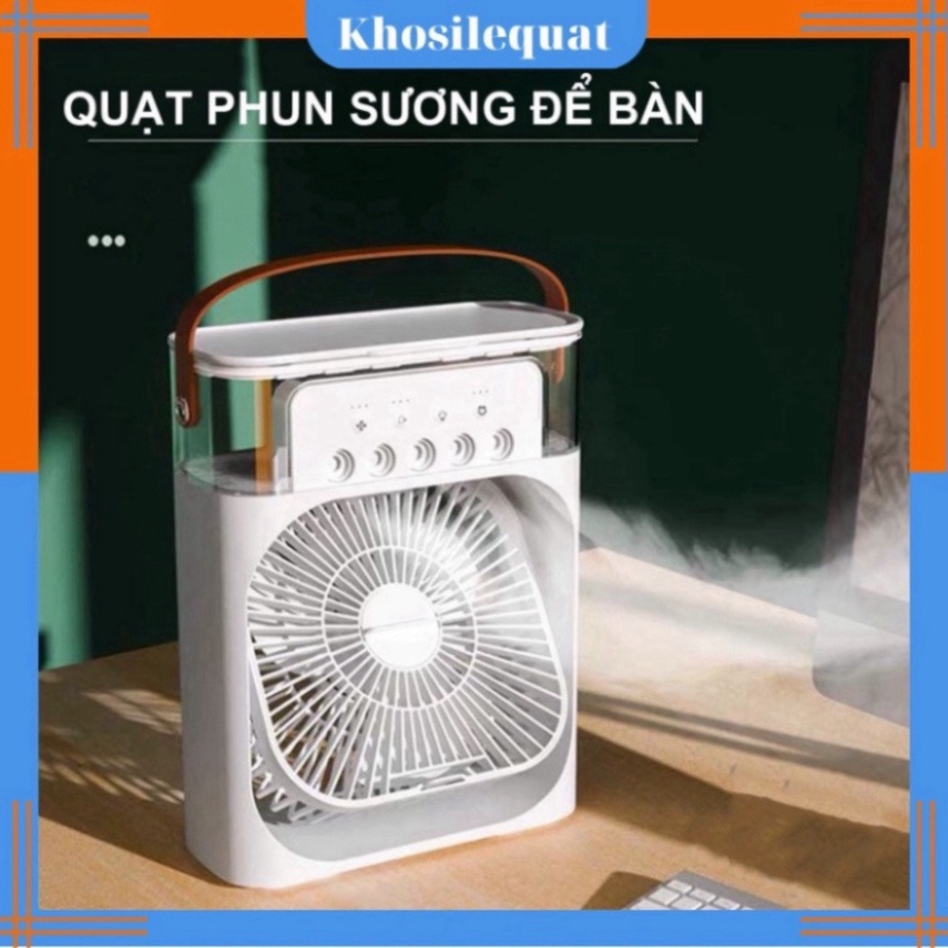 Quạt phun sương để bàn nhỏ gọn, Quạt mini để bàn tiện lợi, Có 5 vòi phun sương kèm đèn led 7 màu tùy chỉnh | BigBuy360 - bigbuy360.vn