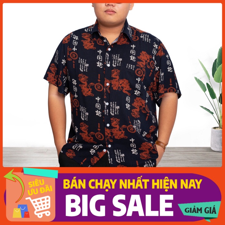 (Gía tận xưởng) Áo hoa văn trung niên Amazing, họa tiết rồng phụng, thời trang mùa hè, chất liệu tole cực mát, bigsize t
