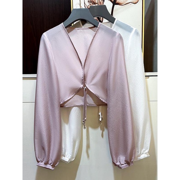 Goouliu Áo Khoác cardigan satin Mỏng Điều Hòa Nhiệt Độ Phong Cách Mùa Hè Cho Nữ blo