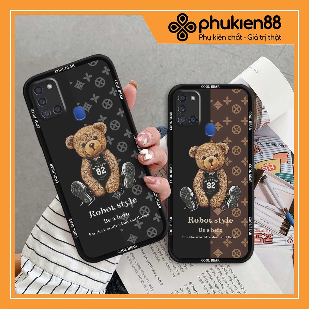 Ốp lưng TPU Samsung A21s cool bear cute thời trang, ốp silicon TPU dẻo rẻ đẹp