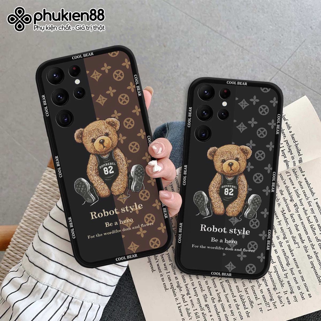 Ốp lưng TPU Samsung S22 Ultra cool bear cute thời trang, ốp silicon TPU dẻo rẻ đẹp