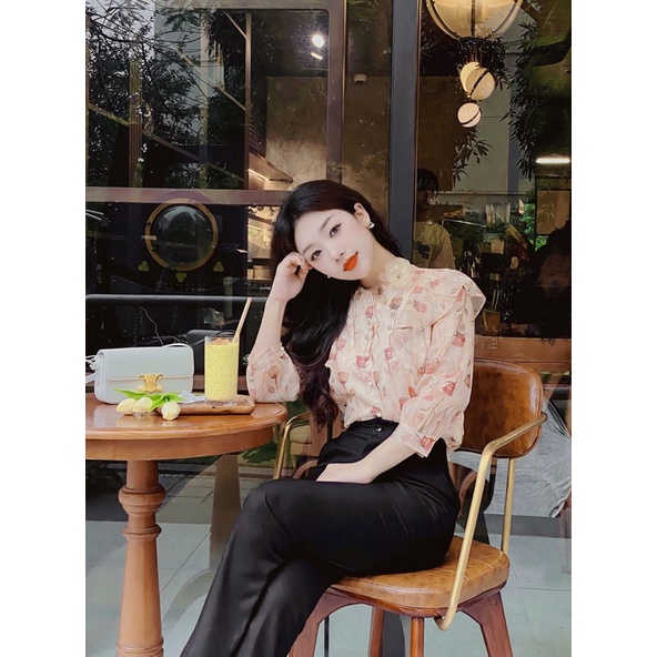Áo sơ mi hoa thiết kế thêu hoa by Maysi