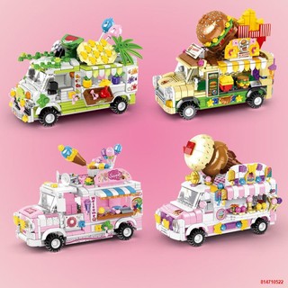  ▦△Xếp hình Lego xe kem 3D lắp ráp hamburger đồ chơi trẻ em 