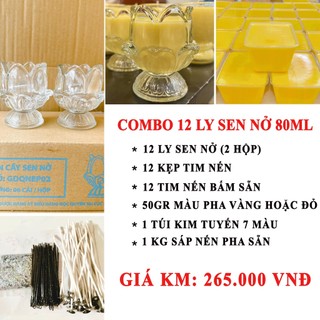Combo 12 ly nến sen nở cúng dường chư Phật - Nến Tuệ Đăng