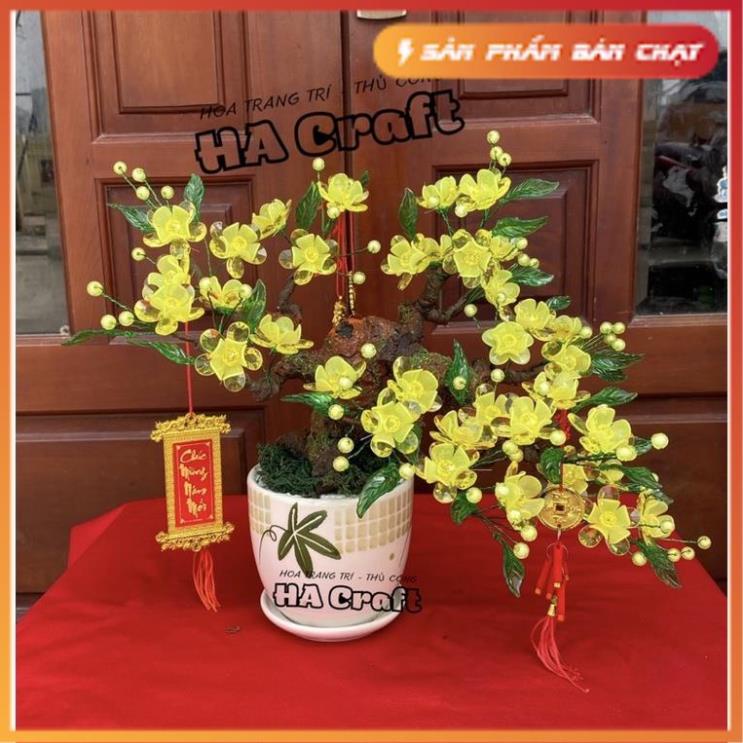 Set vật liệu gốc và đồ làm hoa mai đào (45-50 bông),hoa trang trí nhà