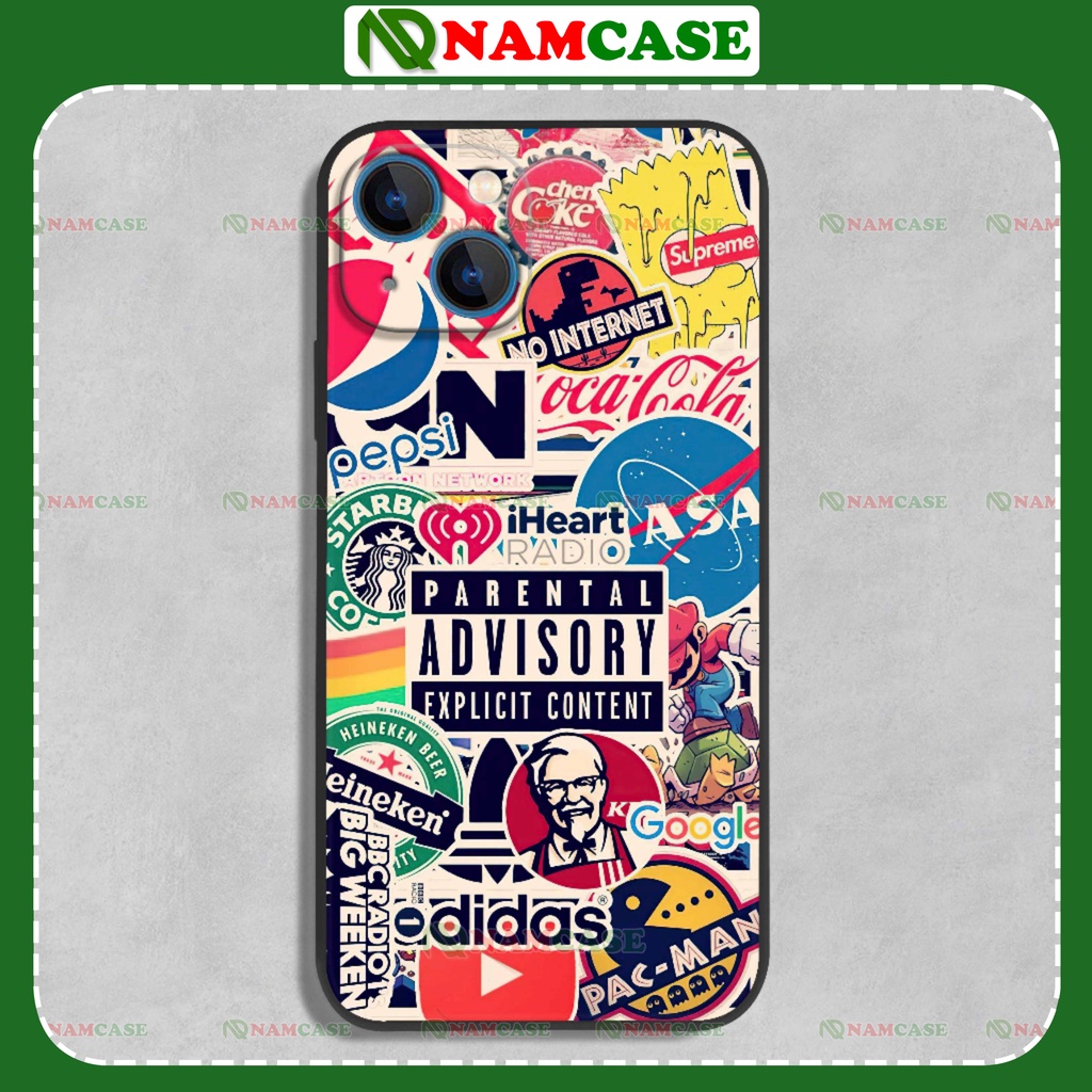 Ốp lưng iphone thương hiệu thời trang cạnh vuông silicon dẻo bảo vệ camera cho ip 6/6s/7/8/X/XS/11/12/13/14 Pro Plus Max