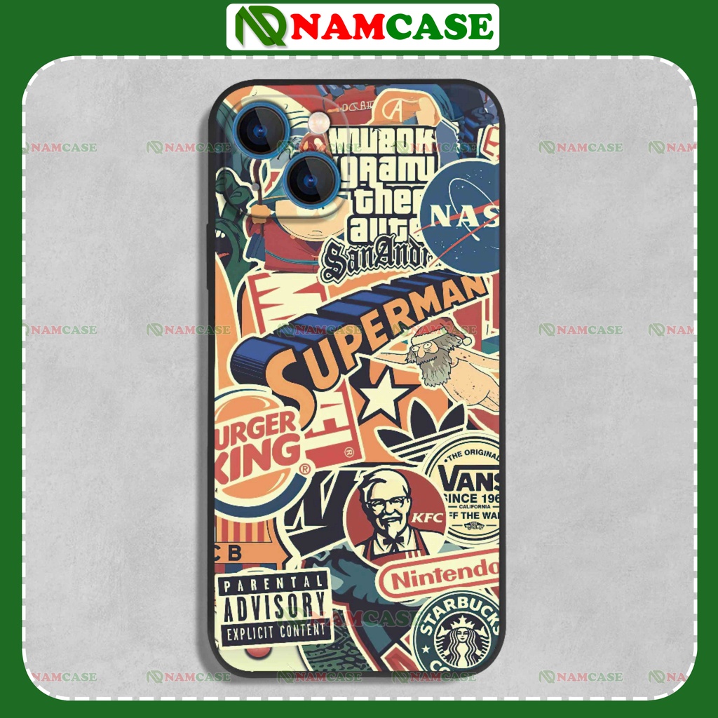 Ốp lưng iphone thương hiệu thời trang cạnh vuông silicon dẻo bảo vệ camera cho ip 6/6s/7/8/X/XS/11/12/13/14 Pro Plus Max