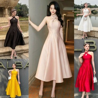 Đầm xoè tafa cổ yếm cao cấp-TKO TẶNG KÈM HOA TAI THỜI TRANG