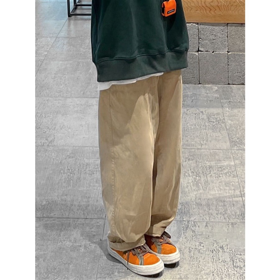 Jiashucheng Quần Kaki Ống Rộng Thời Trang Xuân Thu Nhật Bản Dành Cho Nữ