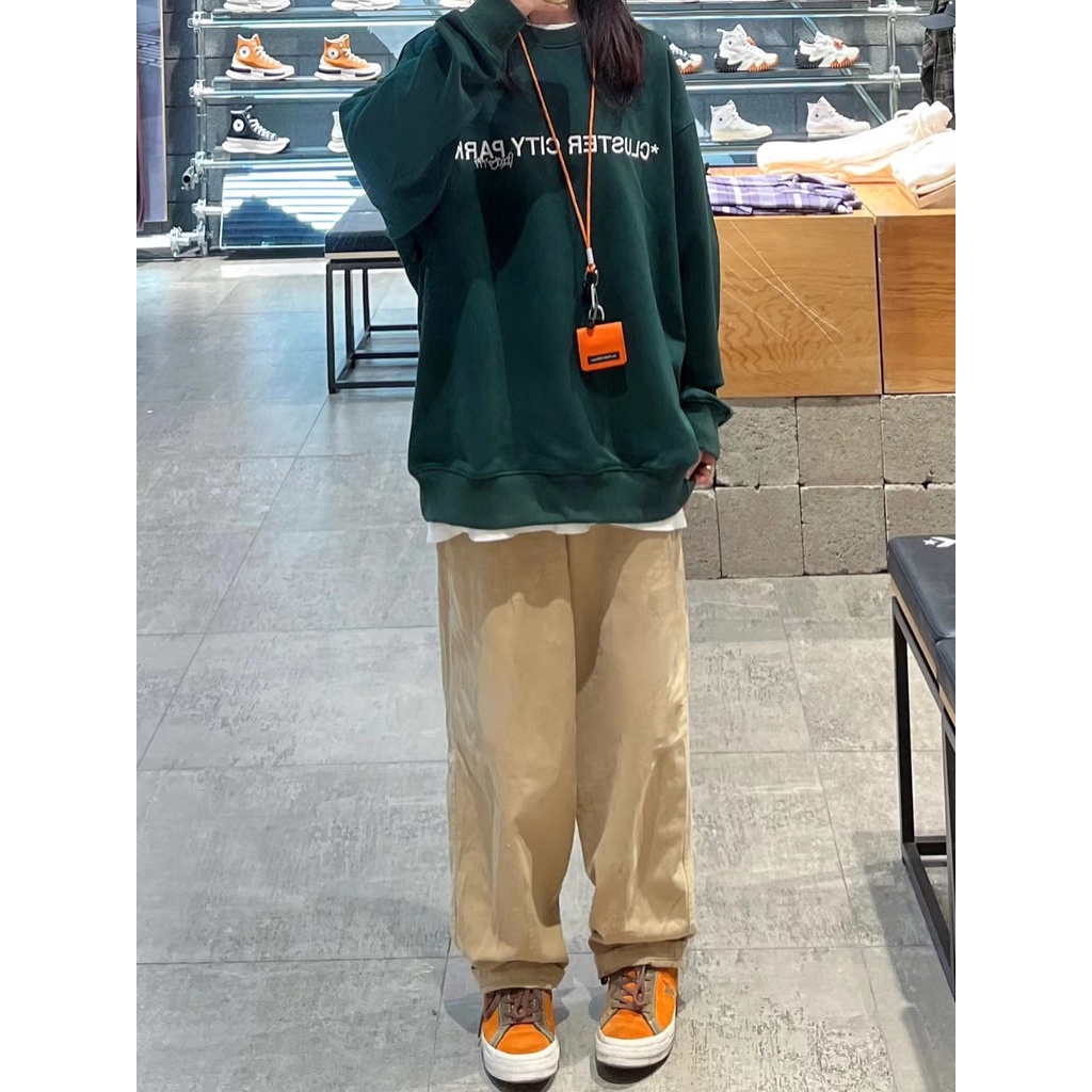 Jiashucheng Quần Kaki Ống Rộng Thời Trang Xuân Thu Nhật Bản Dành Cho Nữ