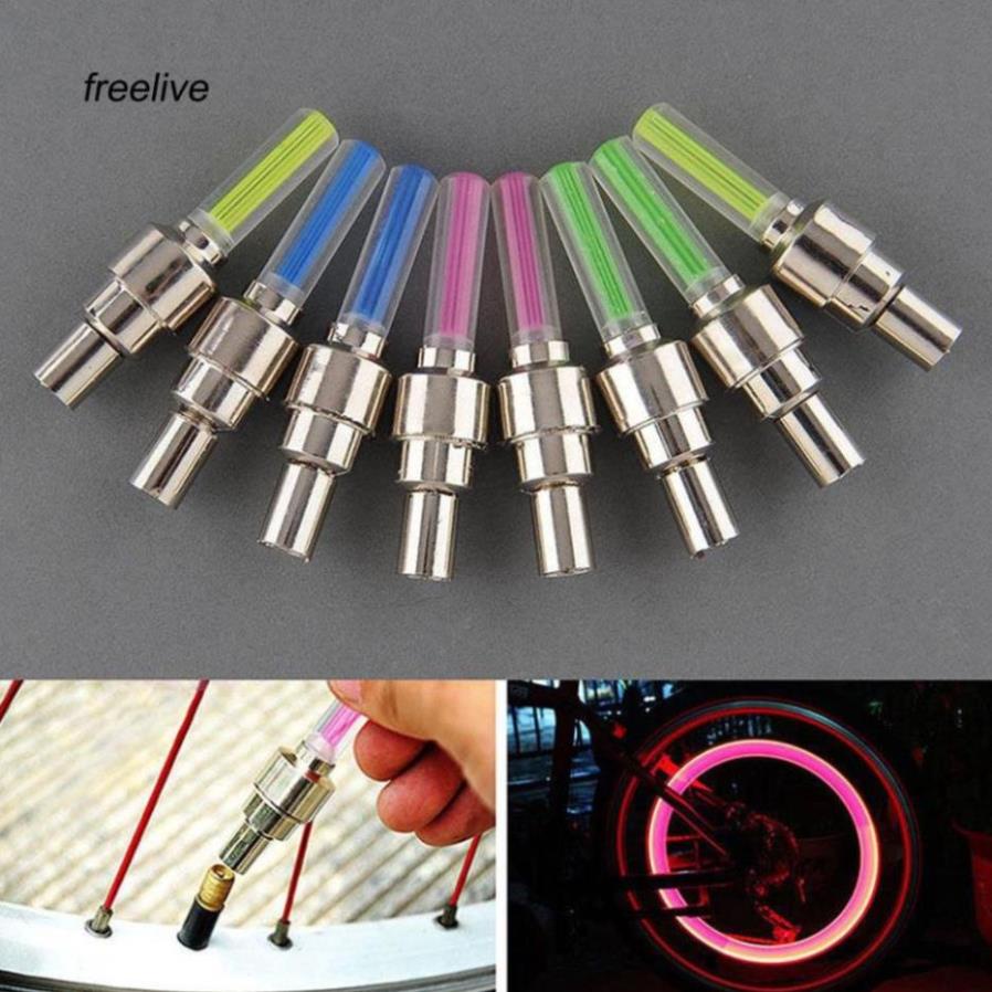 Bộ 2 đèn LED gắn van bánh xe máy ô tô, đèn trang trí xe