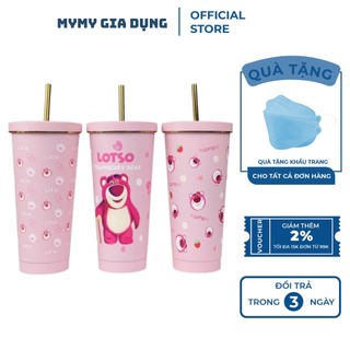 Bình nước gấu dâu Lotso giữ nhiệt, Ly giữ nhiệt gấu dâu, Bình giữ nhiệt gấu hồng 750ml inox 304 không gỉ