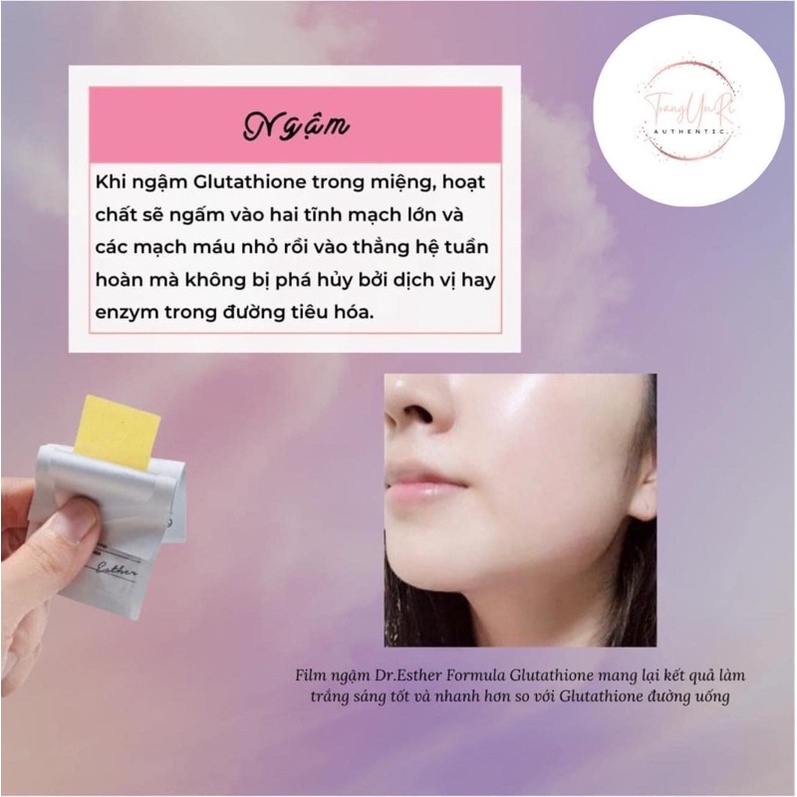 Chính hãng] Film ngậm siêu trắng da DR ESTHER formula Glutathione Direct Film 3X Hàn Quốc hộp 30 miếng