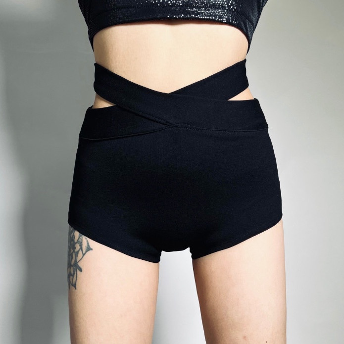 Jiashucheng Áo Dệt Kim Ngắn Dáng Ôm Nâng Mông Thiết Kế Đan Chéo Gợi Cảm Cho Nữ Sinh Trình Diễn Jazz