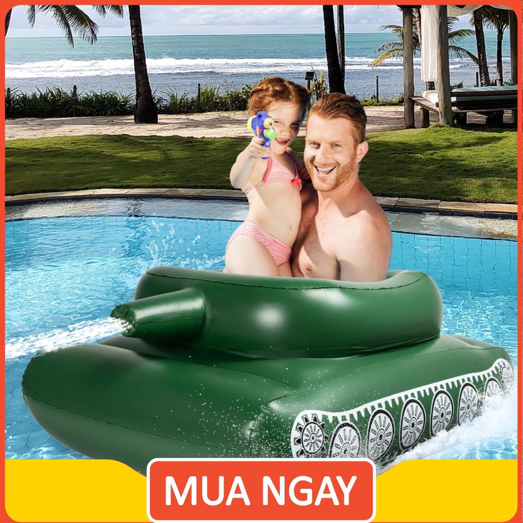 Phao Bơi Xe Tăng Bắn Nước Inflatable Tank Pool size lớn (160x110x60cm) 🔰Hanrui Shop VN🔰
