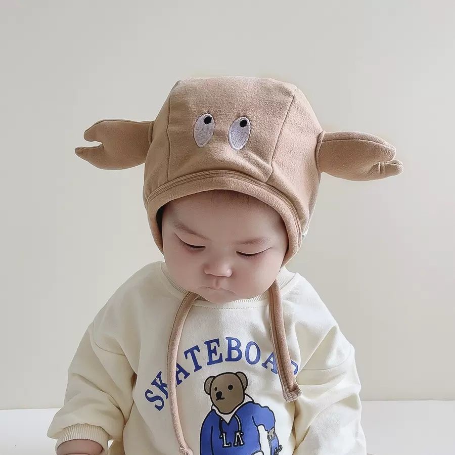 Mũ Trùm Đầu Giữ Ấm Tai Hình Con Cua Nhỏ Dễ Thương Cho Bé 3 Tháng Tuổi