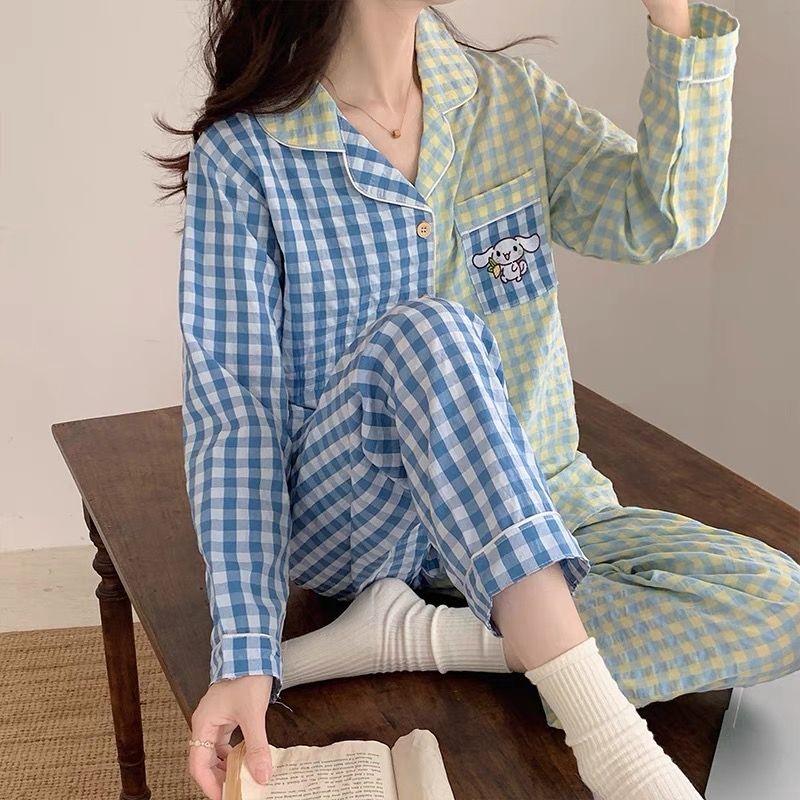 Bộ Đồ Ngủ Dài Tay Họa Tiết Hoạt Hình Xinh Xắn Theo Phong Cách Xuân Thu Dành Cho Nữ