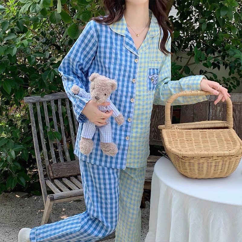 Bộ Đồ Ngủ Dài Tay Họa Tiết Hoạt Hình Xinh Xắn Theo Phong Cách Xuân Thu Dành Cho Nữ
