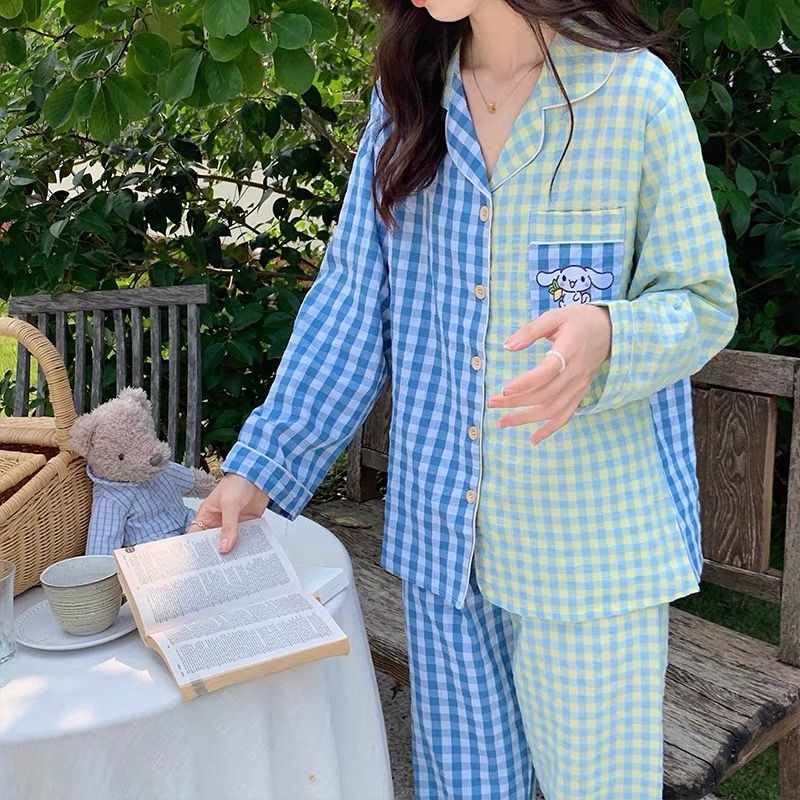 Bộ Đồ Ngủ Dài Tay Họa Tiết Hoạt Hình Xinh Xắn Theo Phong Cách Xuân Thu Dành Cho Nữ