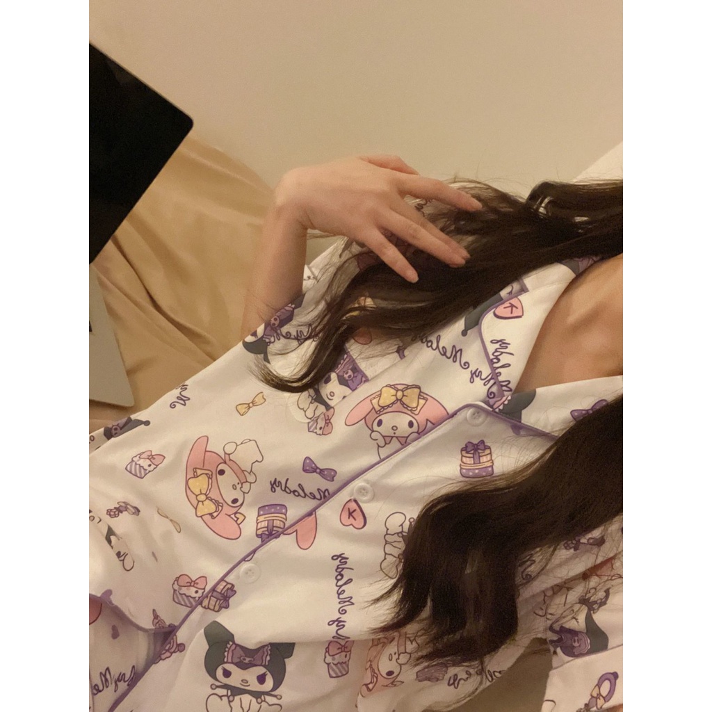 Bộ Đồ Ngủ Ngắn Tay Họa Tiết Hoạt Hình Thời Trang Mùa Hè Cho Nữ