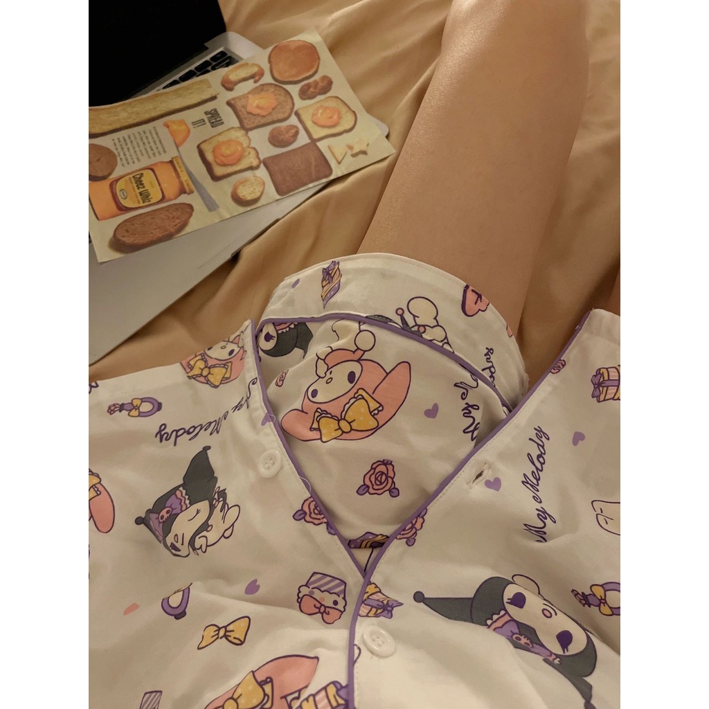 Bộ Đồ Ngủ Ngắn Tay Họa Tiết Hoạt Hình Thời Trang Mùa Hè Cho Nữ