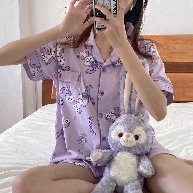 Bộ Đồ Ngủ Ngắn Tay Họa Tiết Hoạt Hình Thời Trang Mùa Hè Cho Nữ