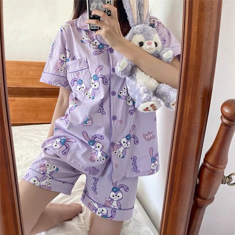 Bộ Đồ Ngủ Ngắn Tay Họa Tiết Hoạt Hình Thời Trang Mùa Hè Cho Nữ