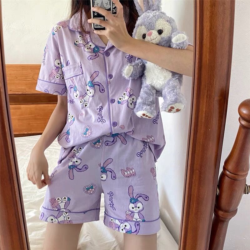 Bộ Đồ Ngủ Ngắn Tay Họa Tiết Hoạt Hình Thời Trang Mùa Hè Cho Nữ