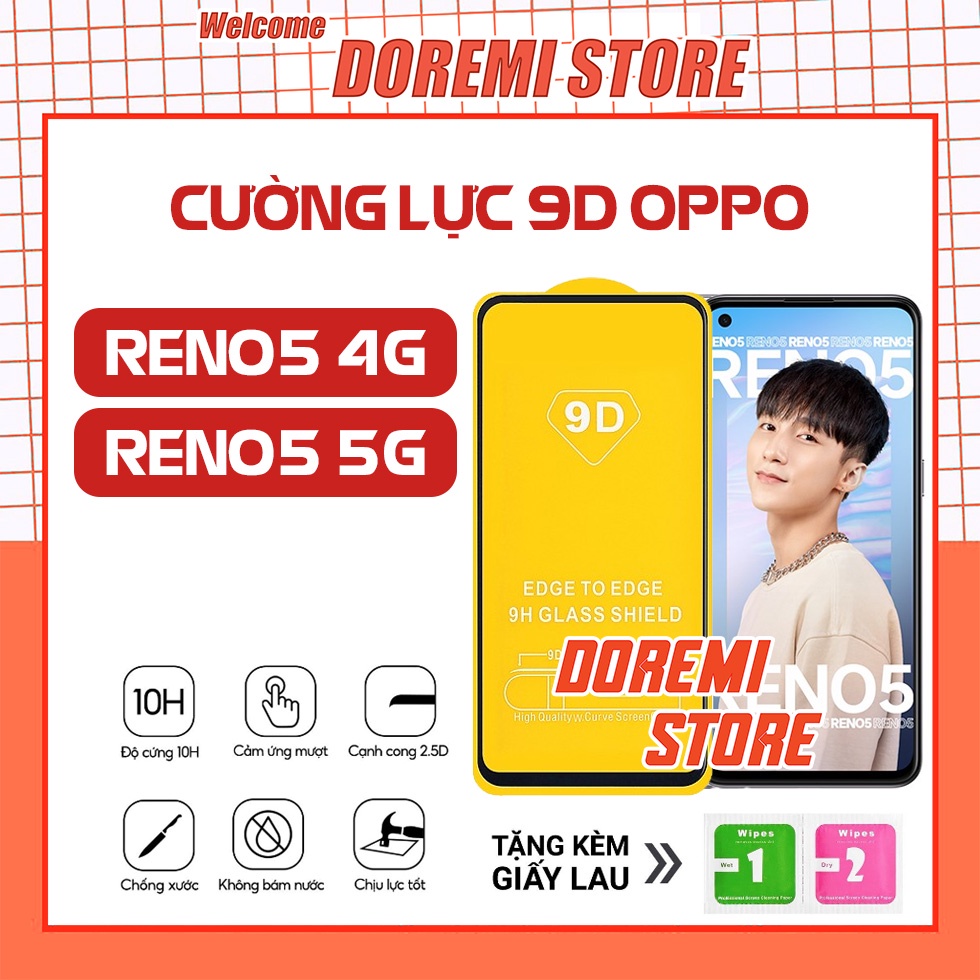 Kính cường lực full màn Oppo Reno5 4G / Reno5 5G / Reno 5 9D hàng cao cấp, Giá tốt nhất
