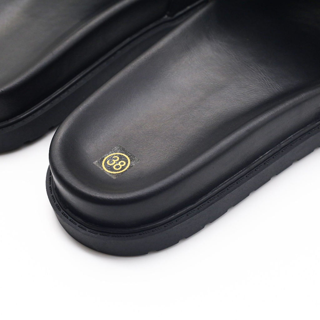 Dép Nam quai ngang YOFEET  bản màu đen da sần phong cách thời trang năng động trẻ trung