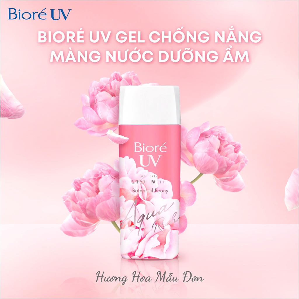 Bioré Gel Chống Nắng Màng Nước Dưỡng Ẩm Bioré Uv Aqua Rich Watery Gel Spf50+/Pa++++ Hương Hoa Mẫu Đơn 90Ml