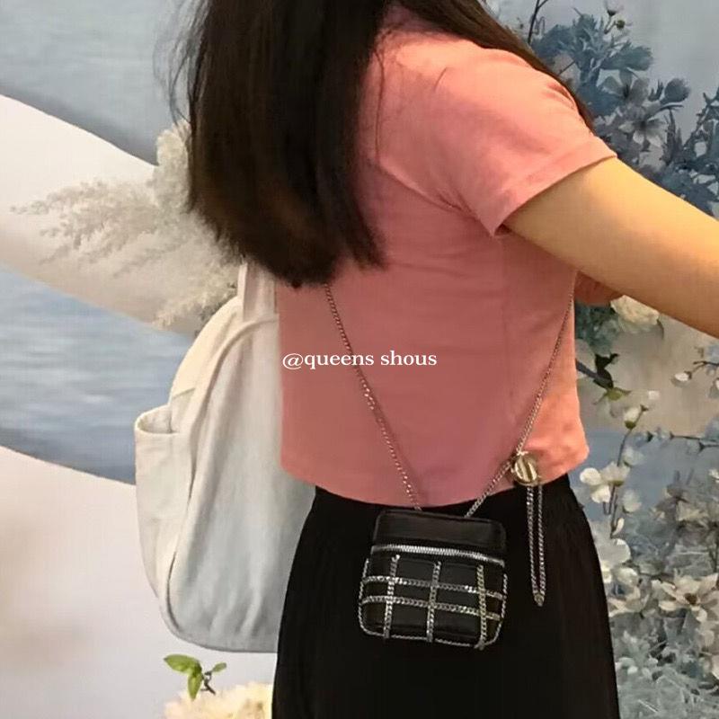 Túi Đeo Chéo Một Bên Vai Mini Bằng Vải Denim Đính Kim Cương Thời Trang Phong Cách Mới 2023 Dành Cho Bạn Nữ