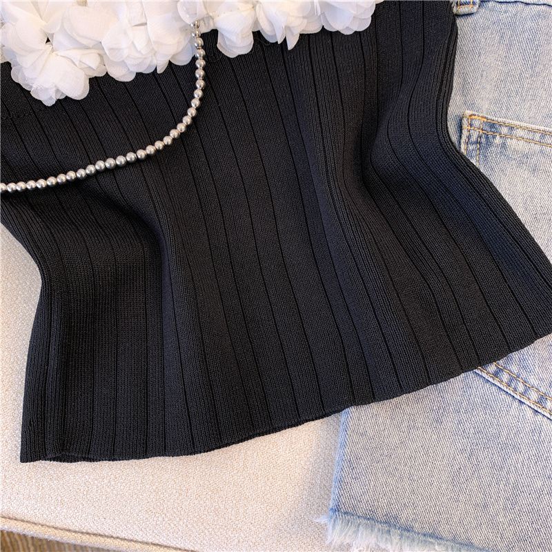 Jiashucheng Áo Ống Dệt Kim Ba Chiều Thiết Kế Phong Cách Mới Mùa Hè Cho Nữ