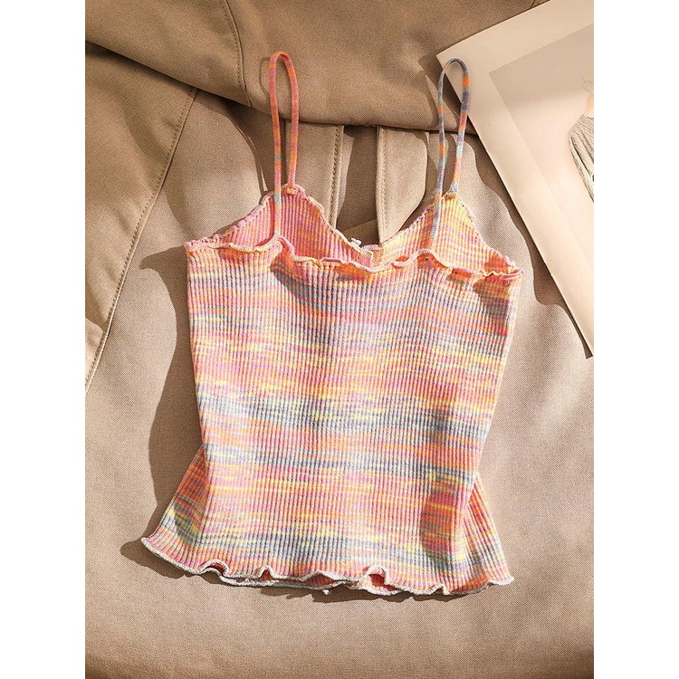 Áo Dệt Kim Không Tay Dáng Ôm Cài Khuy Sau Lưng Phong Cách Hàn Quốc Thời Trang Mùa Hè Quyến Rũ Cho Nữ