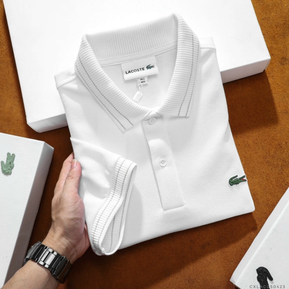 Áo Thun Nam POLO LACOSTE GOLF BASIC TRƠN VIỀN VÀNG Form Slimfit khuy Khắc Chữ xịn Logo Xanh thêu dáng dài hàng xuất xịn
