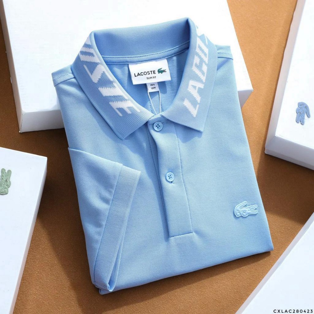 Áo Thun Nam POLO LACOSTE CHỮ CỔ NGHIÊNG TRƠN BASIC SlimFit - Vải Nhẹ Mát Chống Nhăn Cao Cấp Hàng Xuất Xịn CÓ BIG SIZE
