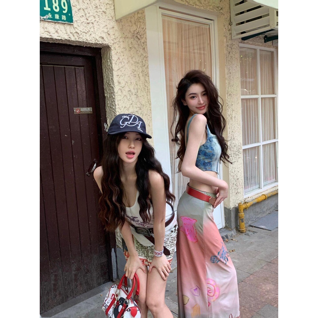 Bộ Áo Váy Ngắn Hai Mảnh Dáng Ôm In Hình Cún Cưng Phong Cách Mới Mùa Hè 2023