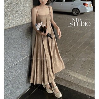 Đầm xoè dáng dài hai dây trơn basic siêu hot cc138 ter