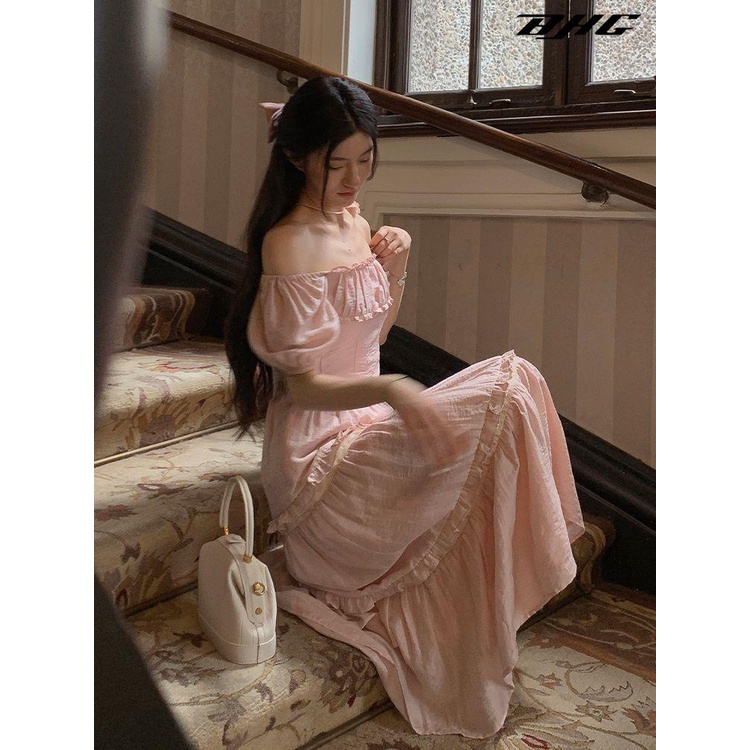 Công Chúa Chạy Bộ!Bộ Áo Hồng Eo Hẹp + Chân Váy Nhún Bèo Ngọt Ngào Cho Nữ