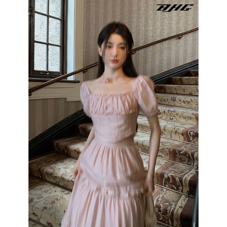 Công Chúa Chạy Bộ!Bộ Áo Hồng Eo Hẹp + Chân Váy Nhún Bèo Ngọt Ngào Cho Nữ