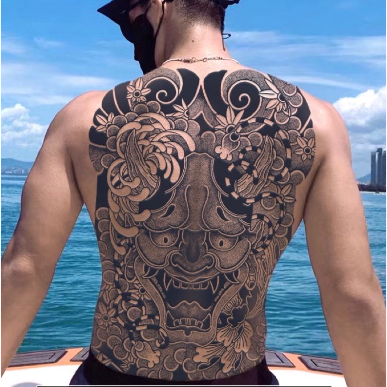 Hình Xăm Tạm Thời Kín Lưng Quan Vũ 34x48cm Chống Thấm Nước 15 Ngày Hot Trend 2023